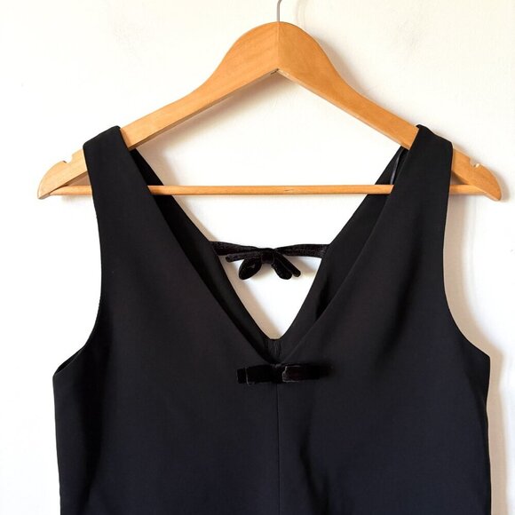 Zara Velvet Bow Sleeveless V Neck Mini Dress Black Size Medium - Picture 8 of 11